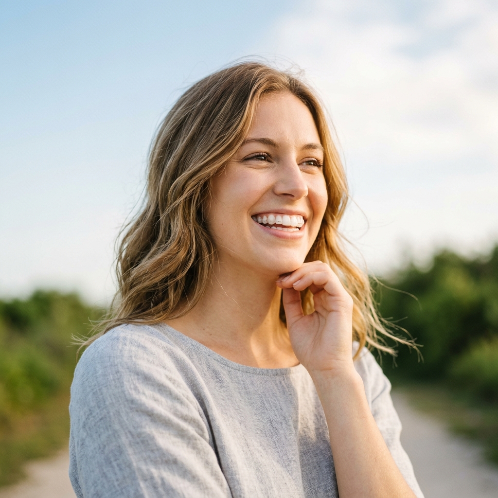 Patient smiling with aligners